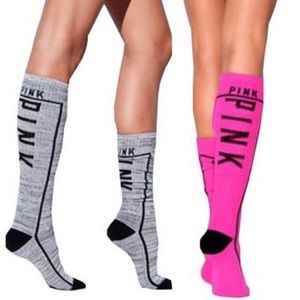 set of Pink VS socks (pink and grey) two pairs
